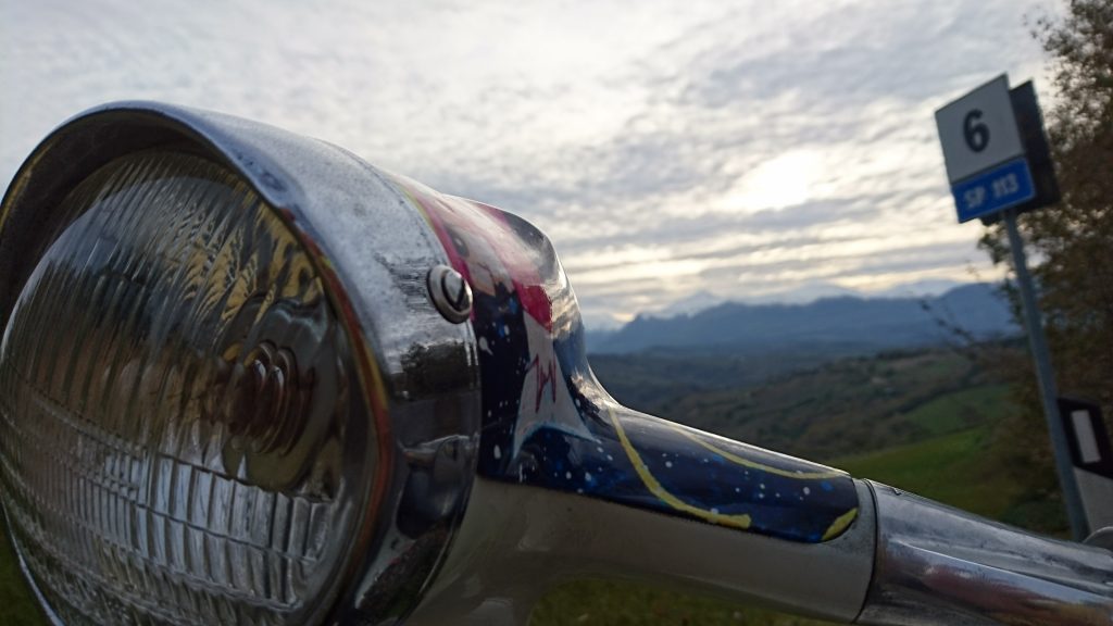 lambretta with snow mountain