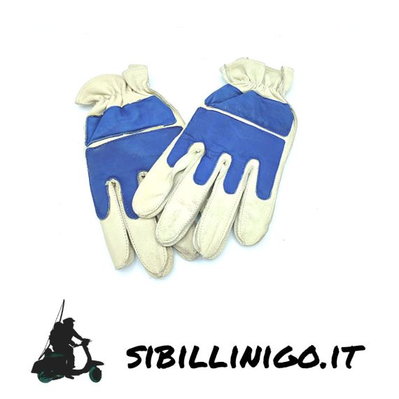 Guanti Vintage in pelle colore bianco blu Bieffe Helmets tg 11