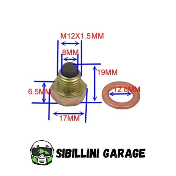 Tappo Scarico Olio con Calamita M12X1,50 adattabile a Moto Vintage Honda CB 400 500 750 FOUR KAWASAKI KZ